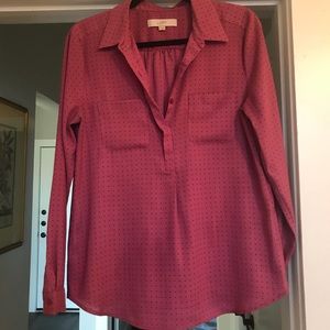 Pink and black utility blouse